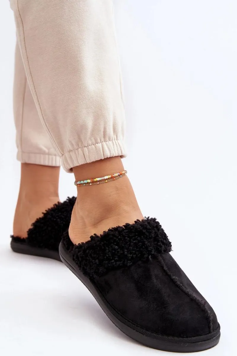 Kapcie Klasyczne|Klapki Damskie Klasyczne>INBLU Ocieplane Kapcie Damskie EK000010 Czarne Czarny