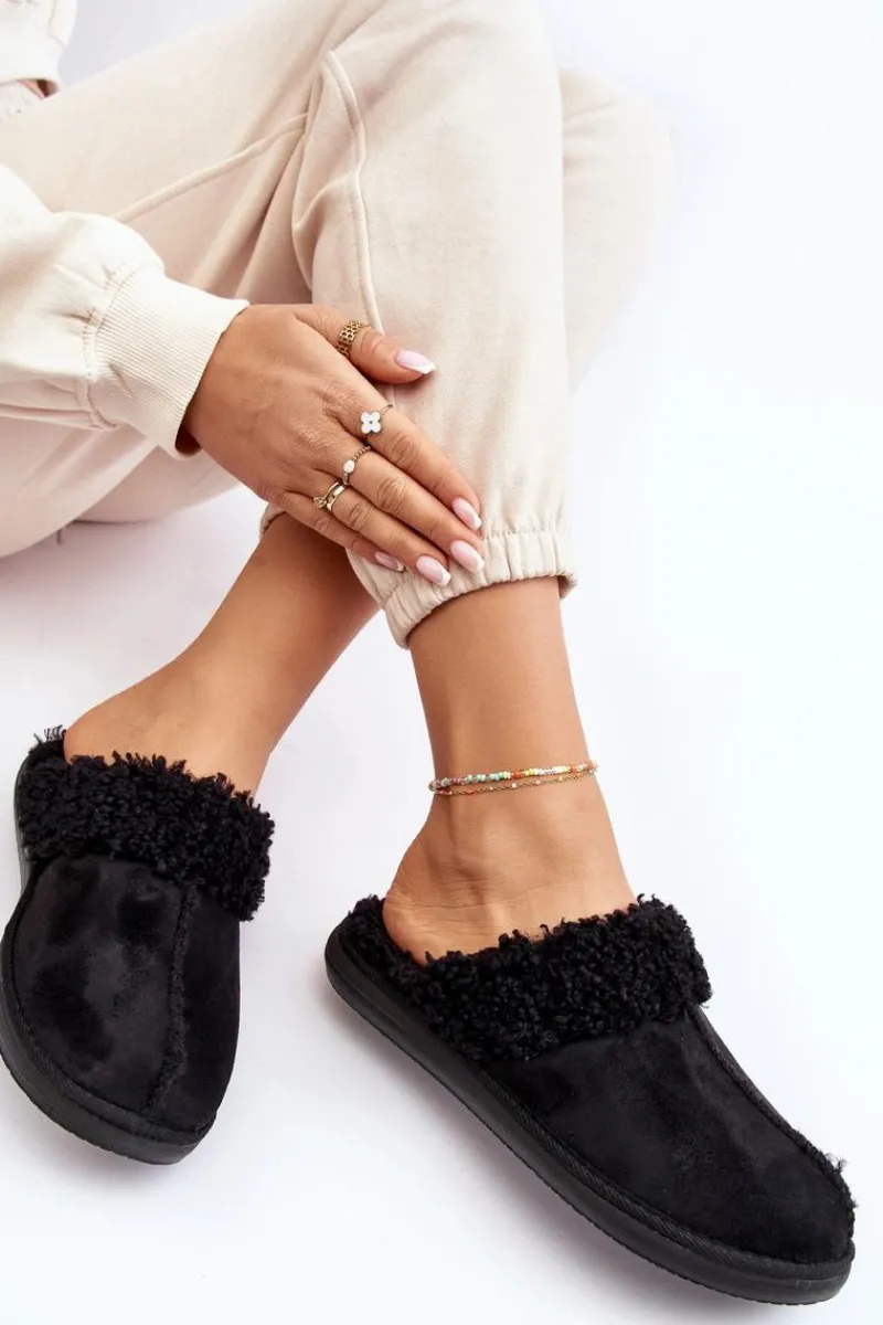 Kapcie Klasyczne|Klapki Damskie Klasyczne>INBLU Ocieplane Kapcie Damskie EK000010 Czarne Czarny