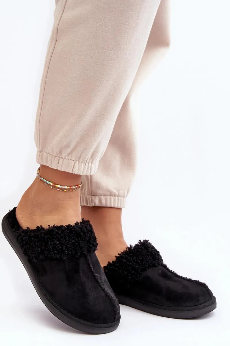 Kapcie Klasyczne|Klapki Damskie Klasyczne>INBLU Ocieplane Kapcie Damskie EK000010 Czarne Czarny