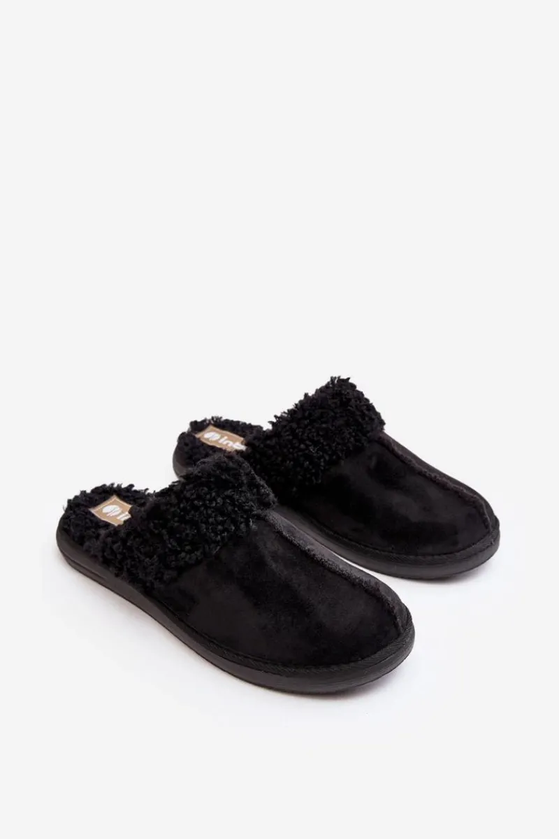 Kapcie Klasyczne|Klapki Damskie Klasyczne>INBLU Ocieplane Kapcie Damskie EK000010 Czarne Czarny