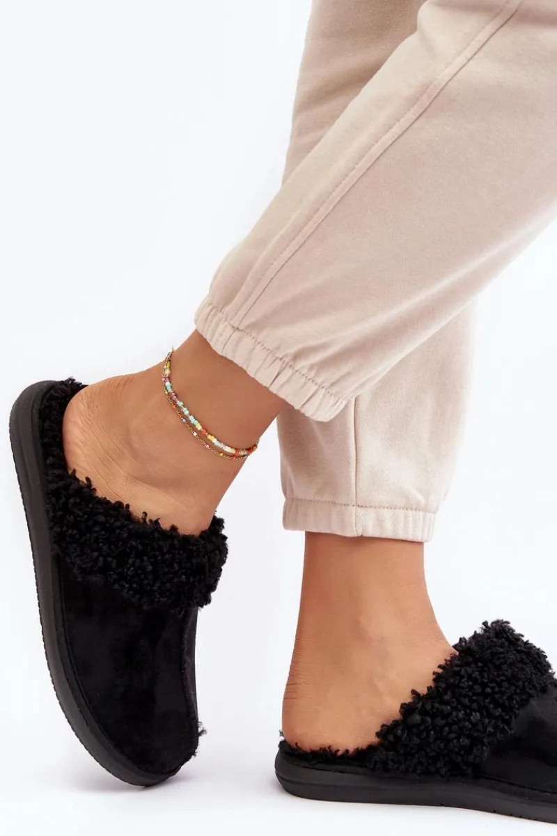 Kapcie Klasyczne|Klapki Damskie Klasyczne>INBLU Ocieplane Kapcie Damskie EK000010 Czarne Czarny