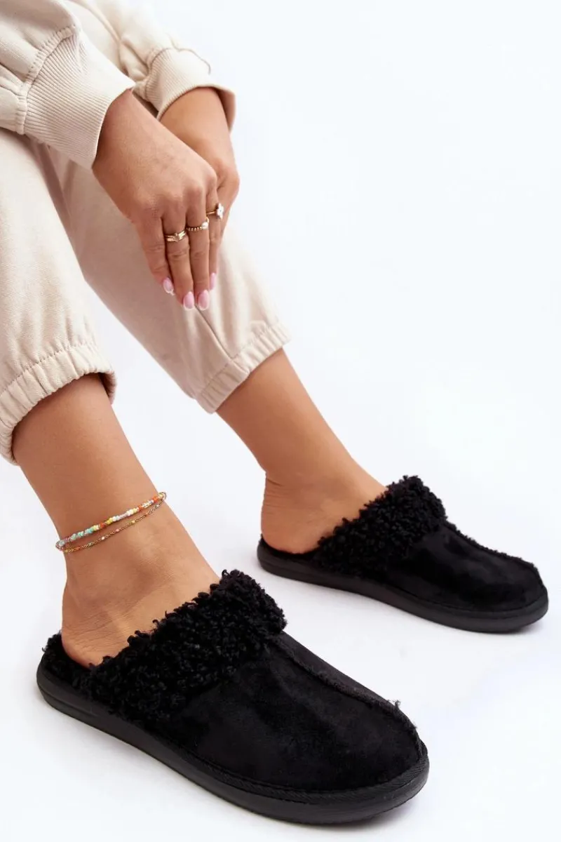 Kapcie Klasyczne|Klapki Damskie Klasyczne>INBLU Ocieplane Kapcie Damskie EK000010 Czarne Czarny