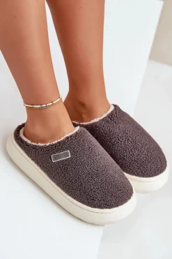 Kapcie Klasyczne></noscript>Big Star Shoes Ocieplane Kapcie Na Grubej Podeszwie Big Star MM274134 Ciemnoszare Szary