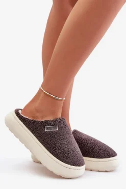 Kapcie Klasyczne></noscript>Big Star Shoes Ocieplane Kapcie Na Grubej Podeszwie Big Star MM274134 Ciemnoszare Szary