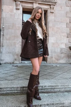 Kozaki Ocieplane|Kozaki Na Słupku></noscript>Boto Ocieplane Kozaki Damskie Z Wywiniętą Cholewką Na Słupku Czekoladowe Elivira Brązowy