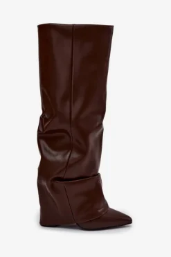 Kozaki Ocieplane|Kozaki Na Słupku></noscript>Boto Ocieplane Kozaki Damskie Z Wywiniętą Cholewką Na Słupku Czekoladowe Elivira Brązowy