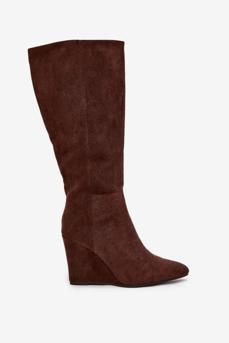 Kozaki Ocieplane|Kozaki Na Koturnie>Boto Ocieplane Kozaki Damskie Na Koturnie Czekoladowe Rosina Brązowy