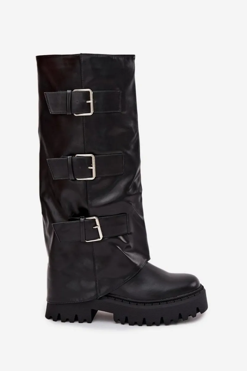 Best Ocieplane Kozaki Damskie Ze Srebrnymi Klamrami Czarne Isavine Damskie Kozaki Ocieplane|Kozaki Płaskie