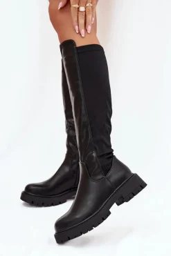 Ocieplane Kozaki Damskie Na Zamek Czarne Harlina Damskie Kozaki Ocieplane|Kozaki Płaskie