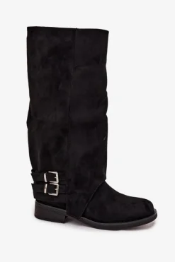 Best Boto Ocieplane Kozaki Damskie Z Klamrami Czarne Umbria Czarny