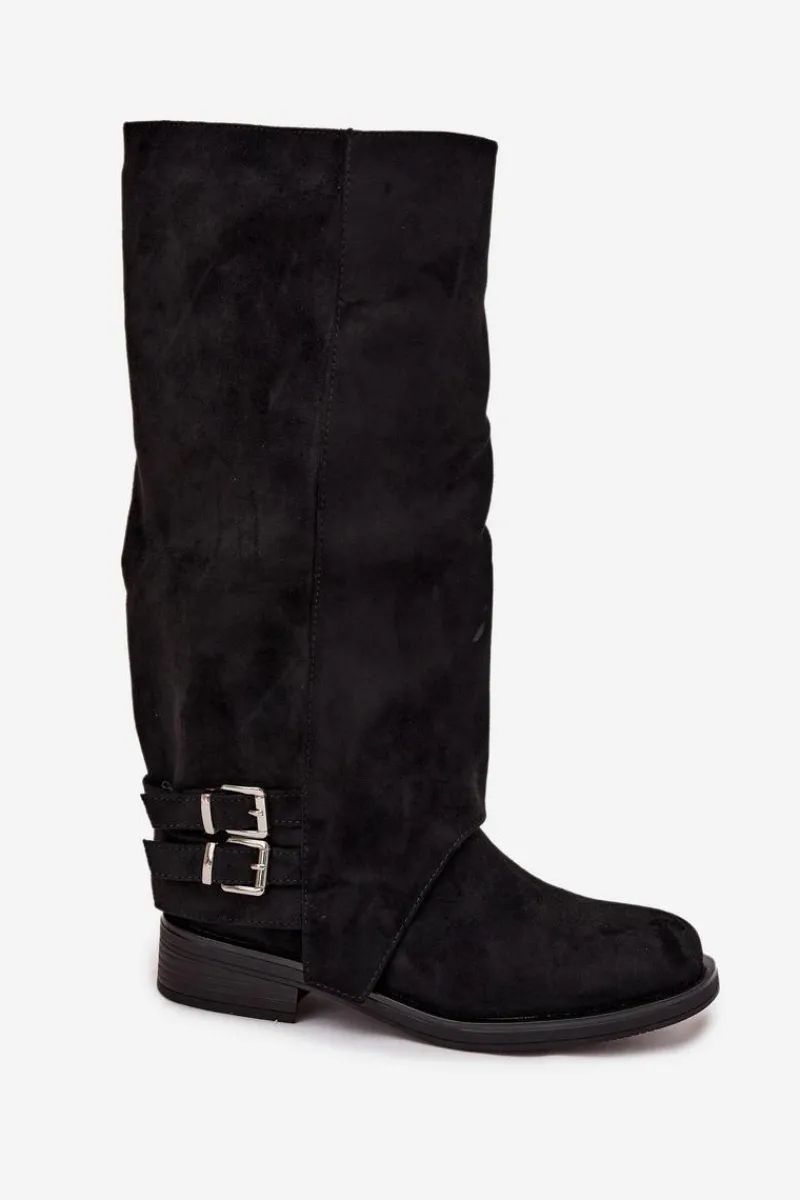 Best Boto Ocieplane Kozaki Damskie Z Klamrami Czarne Umbria Czarny