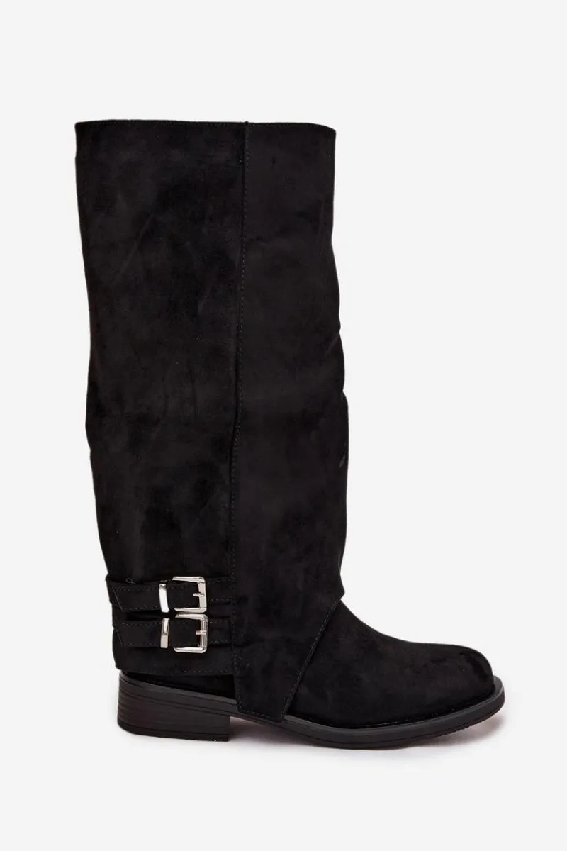 Best Boto Ocieplane Kozaki Damskie Z Klamrami Czarne Umbria Czarny