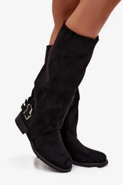 Best Boto Ocieplane Kozaki Damskie Z Klamrami Czarne Umbria Czarny