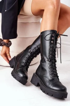 Online Big Star Shoes Ocieplane Kozaki Glany Big Star II274115 Czarne