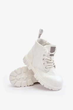 Dziewczęce>Big Star Shoes Ocieplane Lakierowane Botki Dziecięce Big Star MM374142 Białe Biały