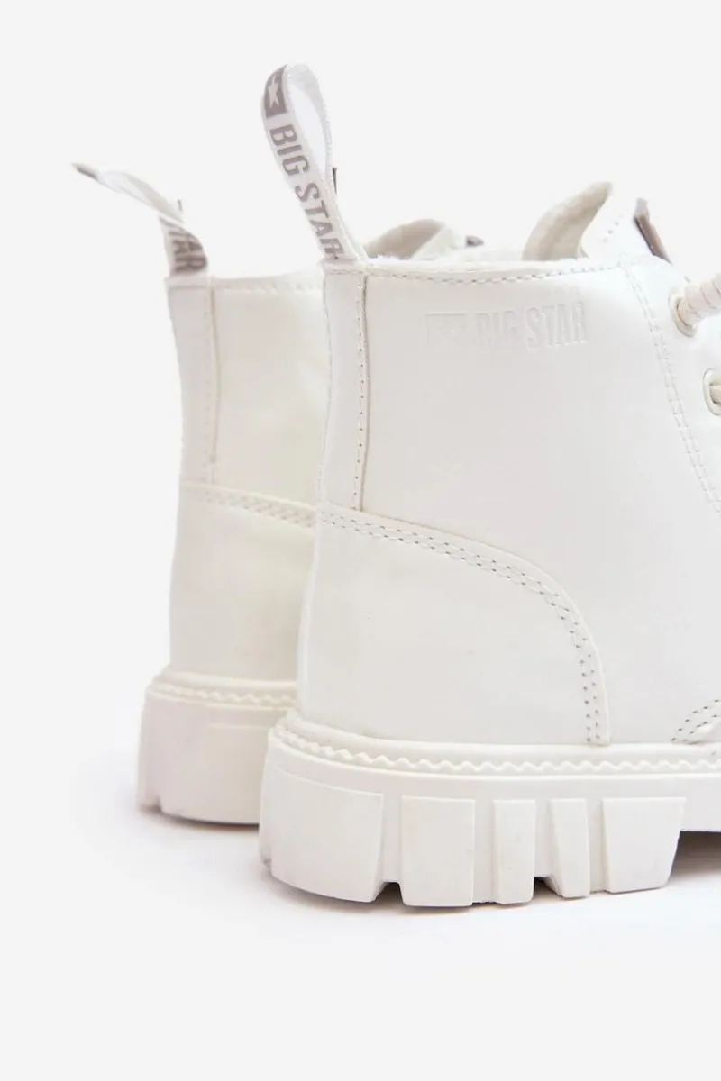 Dziewczęce>Big Star Shoes Ocieplane Lakierowane Botki Dziecięce Big Star MM374142 Białe Biały