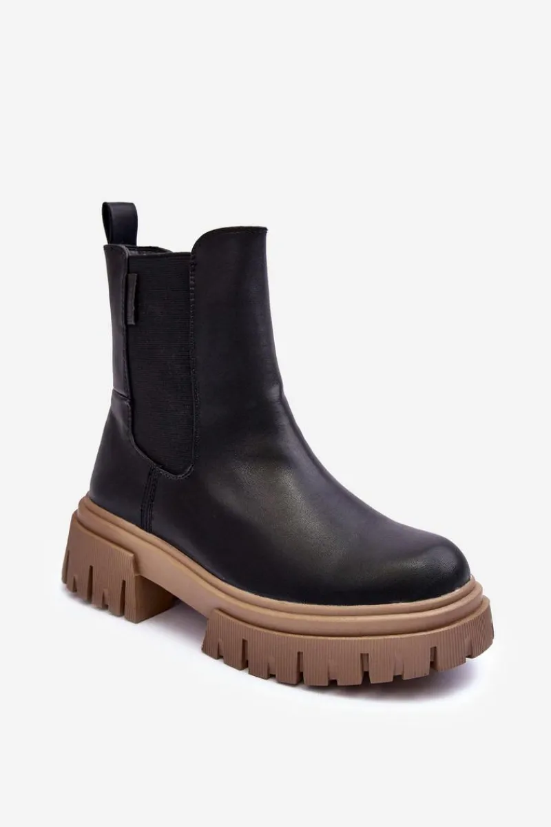 Clearance Ocieplane Masywne Botki Sztyblety Big Star MM274606 Czarne Damskie Czarne Botki|Botki Zimowe Damskie