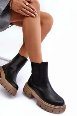 Clearance Ocieplane Masywne Botki Sztyblety Big Star MM274606 Czarne Damskie Czarne Botki|Botki Zimowe Damskie