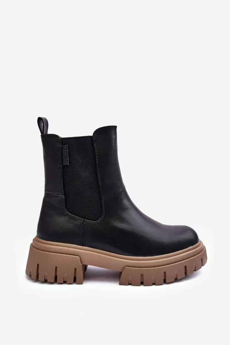 Clearance Ocieplane Masywne Botki Sztyblety Big Star MM274606 Czarne Damskie Czarne Botki|Botki Zimowe Damskie