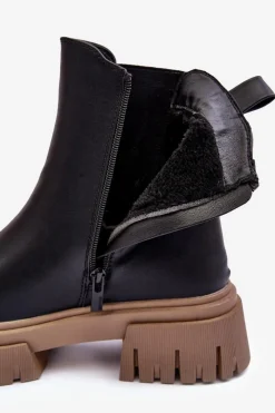 Clearance Ocieplane Masywne Botki Sztyblety Big Star MM274606 Czarne Damskie Czarne Botki|Botki Zimowe Damskie