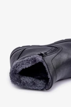 Clearance Evento Ocieplane Męskie Botki Z Eko Skóry Czarne Daniello
