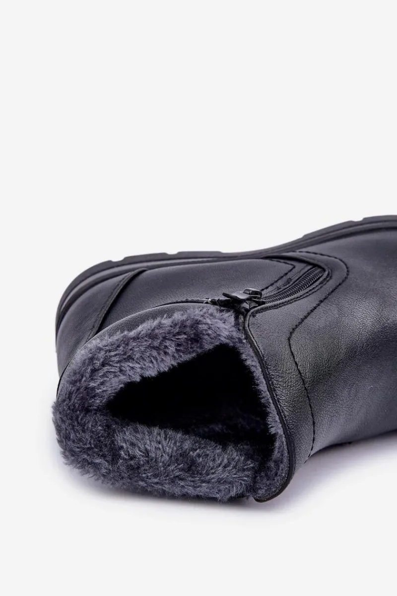 Clearance Evento Ocieplane Męskie Botki Z Eko Skóry Czarne Daniello