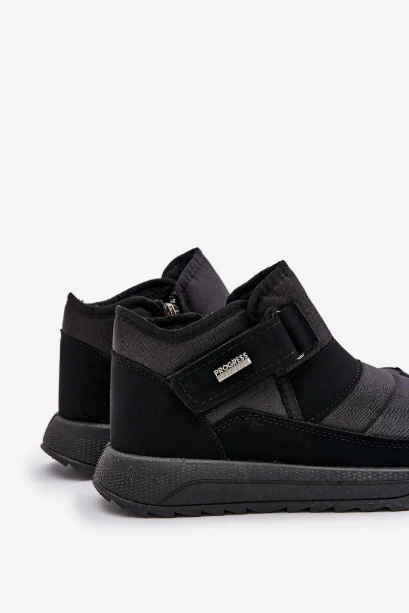 Botki Męskie>Boto Ocieplane Męskie Buty Zimowe Śniegowce Progress PROGJ-22-153 Czarne