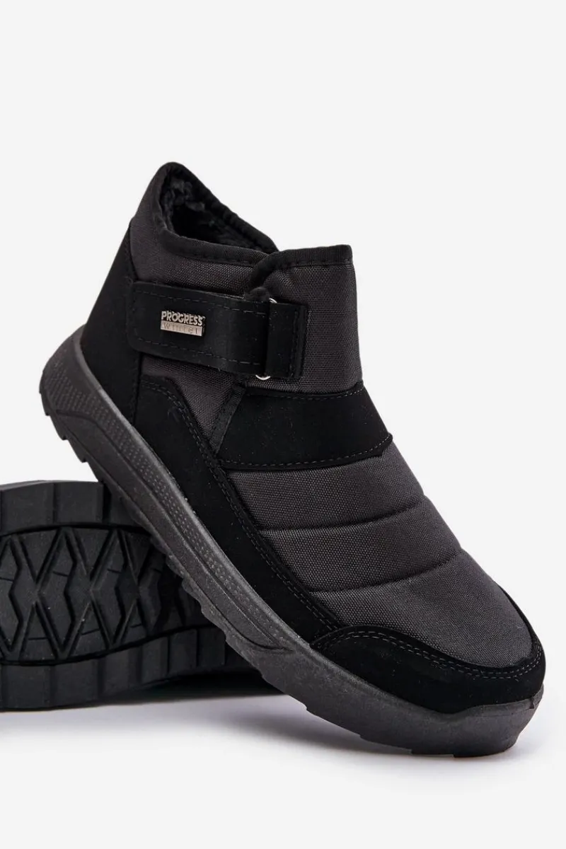 Botki Męskie>Boto Ocieplane Męskie Buty Zimowe Śniegowce Progress PROGJ-22-153 Czarne