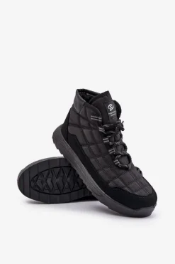 Ocieplane Męskie Buty Zimowe Sznurowane Progress PROGJ-24-153 Czarne Męskie Botki Męskie