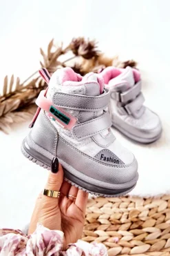 Discount Ocieplane Śniegowce Botki Na Suwak Srebrne Hesiera Dzieci Dziewczęce|Dziewczęce