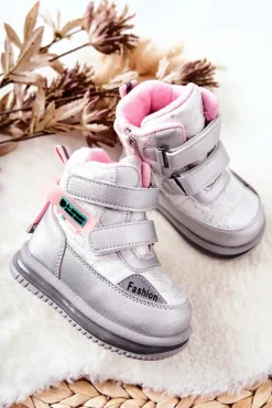 Discount Ocieplane Śniegowce Botki Na Suwak Srebrne Hesiera Dzieci Dziewczęce|Dziewczęce