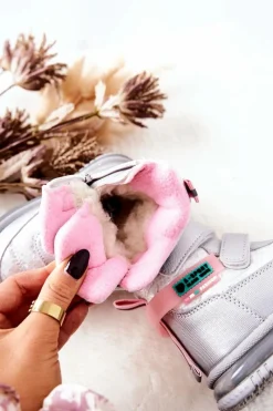 Discount Ocieplane Śniegowce Botki Na Suwak Srebrne Hesiera Dzieci Dziewczęce|Dziewczęce