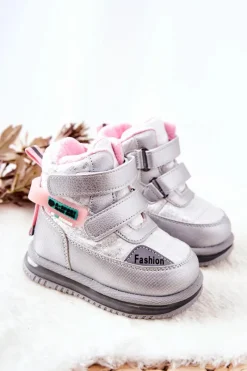 Discount Ocieplane Śniegowce Botki Na Suwak Srebrne Hesiera Dzieci Dziewczęce|Dziewczęce