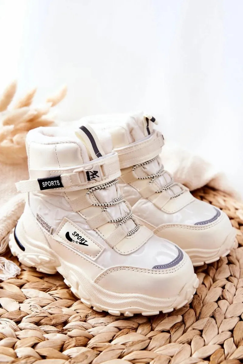 Dziewczęce|Dziewczęce>Boto Ocieplane Śniegowce Botki Jasno Beżowe Erila