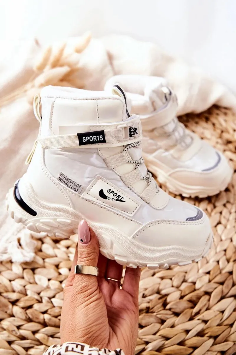 Dziewczęce|Dziewczęce>Boto Ocieplane Śniegowce Botki Jasno Beżowe Erila