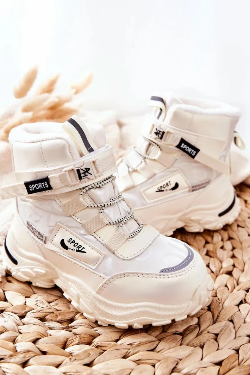 Dziewczęce|Dziewczęce>Boto Ocieplane Śniegowce Botki Jasno Beżowe Erila