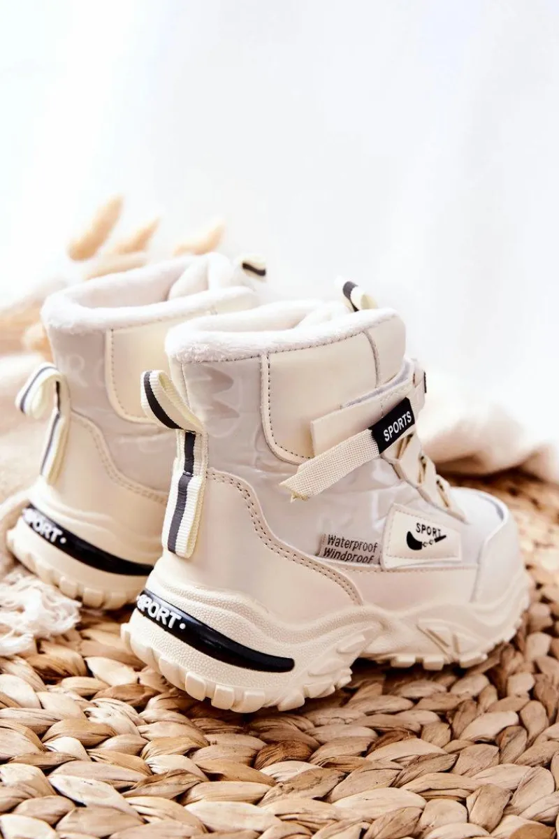 Dziewczęce|Dziewczęce>Boto Ocieplane Śniegowce Botki Jasno Beżowe Erila