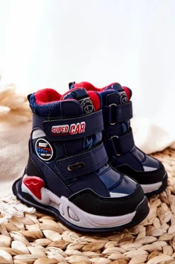 Hot Boto Ocieplane Śniegowce Botki Na Rzepy Granatowe Rizie