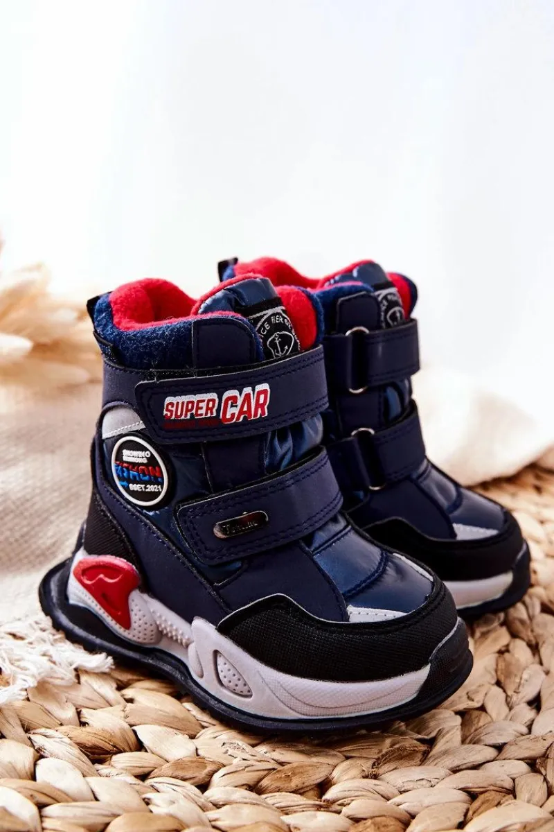 Hot Boto Ocieplane Śniegowce Botki Na Rzepy Granatowe Rizie