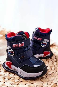 Hot Boto Ocieplane Śniegowce Botki Na Rzepy Granatowe Rizie