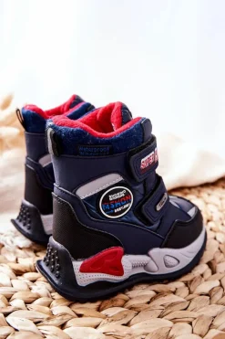 Hot Boto Ocieplane Śniegowce Botki Na Rzepy Granatowe Rizie