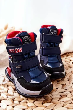 Hot Boto Ocieplane Śniegowce Botki Na Rzepy Granatowe Rizie