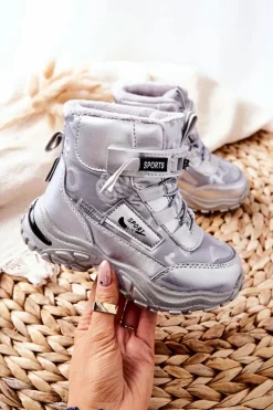 Dziewczęce|Dziewczęce></noscript>Boto Ocieplane Śniegowce Botki Srebrne Erila