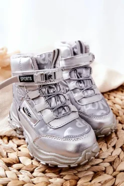 Dziewczęce|Dziewczęce></noscript>Boto Ocieplane Śniegowce Botki Srebrne Erila