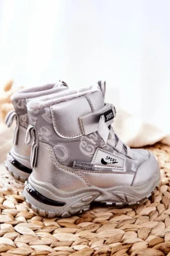 Dziewczęce|Dziewczęce></noscript>Boto Ocieplane Śniegowce Botki Srebrne Erila