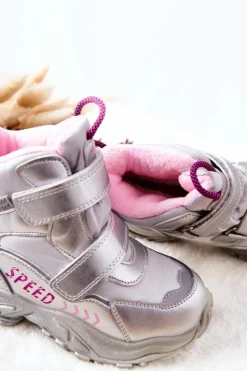 Best Boto Ocieplane Śniegowce Na Rzepy Srebrne Percy