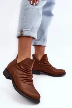 Brązowe I Beżowe Botki|Botki Płaskie><noscript><img width=