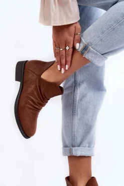 Brązowe I Beżowe Botki|Botki Płaskie><noscript><img width=