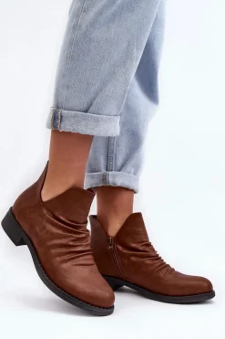 Brązowe I Beżowe Botki|Botki Płaskie><noscript><img width=