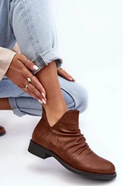 Brązowe I Beżowe Botki|Botki Płaskie><noscript><img width=